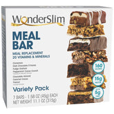WonderSlim Meal Replacement Protein Bar, Variety Pack, 15g Protein, 20 Vitamins & Minerals, Gluten Free (7ct)